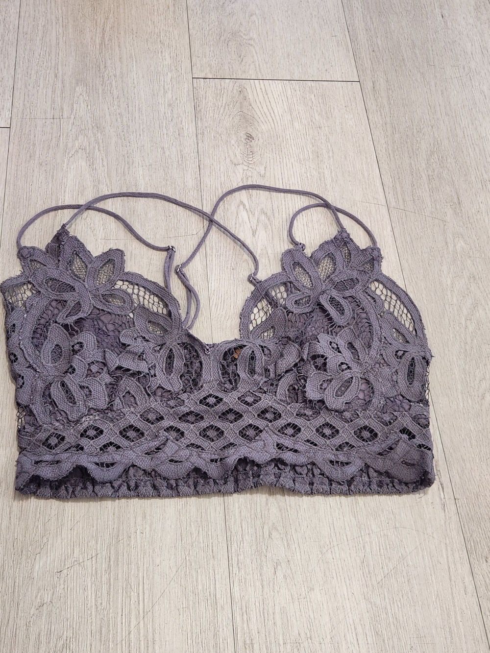 Free People FP ONE Cottagecore Adella Crochet Lace Bralette Mauve Purple Size M